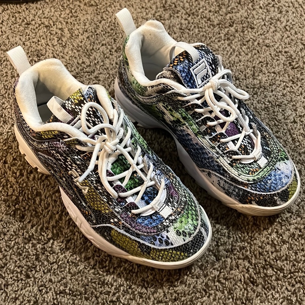 Fila Snake print platform sneakers size 7.